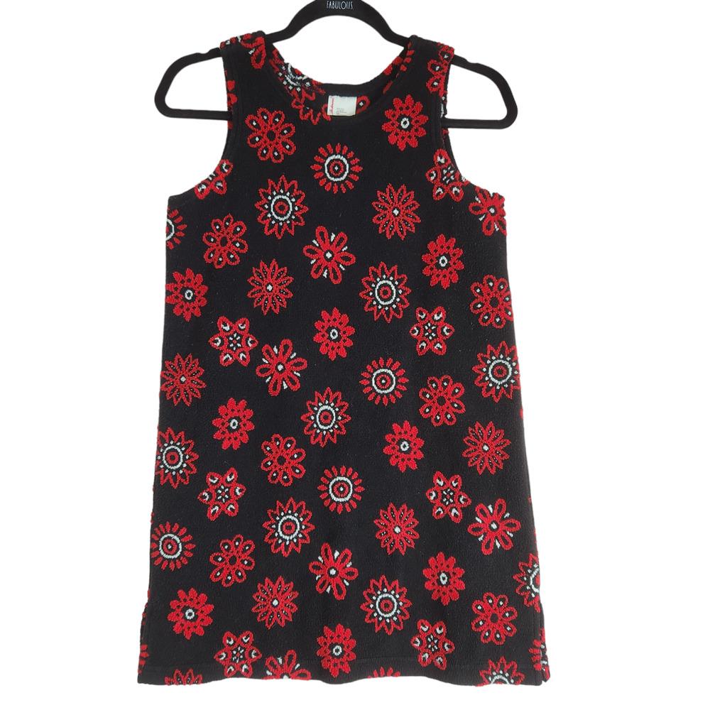 Hanna Andersson Girl Dress SZ 140 Black Red Sleeveless Floral Christmas Holiday